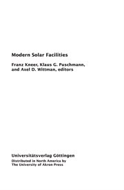 Modern solar facilities : advanced solar science cover image