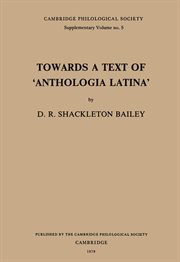 Towards a text of "Anthologia Latina" cover image