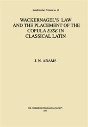 Wackernagel's law and the placement of the copula esse in classical Latin cover image