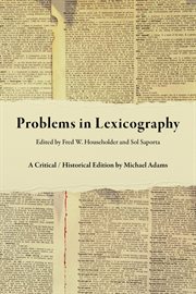 Problems in Lexicography : A Critical / Historical Edition cover image
