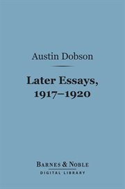 Later essays, 1917-1920 cover image