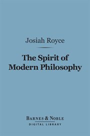 The spirit of modern philosophy cover image