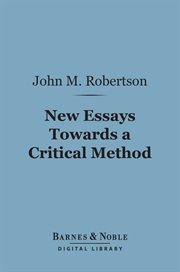 New essays towards a critical method cover image