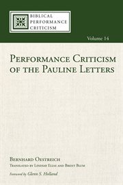 Performance criticism of the Pauline letters cover image