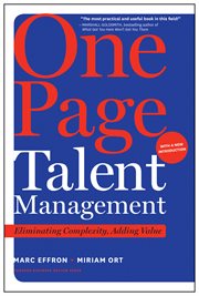 One Page Talent Management, with a New Introduction : Eliminating Complexity, Adding Value cover image