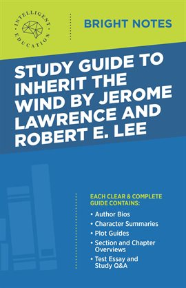 Cover image for Study Guide to Inherit the Wind by Jerome Lawrence and Robert E. Lee