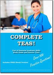 Complete teas! test of essential academic skills study guide and practice test questions cover image