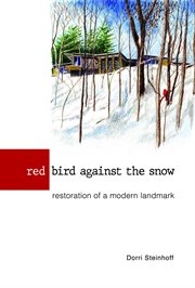 Red bird against the snow cover image