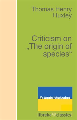 Cover image for Criticism on "The origin of species"