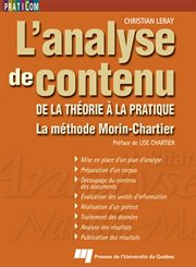L'analyse de contenu : De la théorie à la pratique : la méthode Morin-Chartier cover image