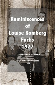 Reminiscences of Louise Romberg Fuchs 1927 cover image