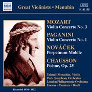 Mozart : Violin Concerto No. 3 / Paganini. Violin Concerto No. 1 (menuhin) (1934-1952) cover image
