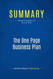 The one page business plan by Jim Horan cover image