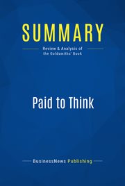 Summary: paid to think. Review and Analysis of the Goldsmiths' Book cover image