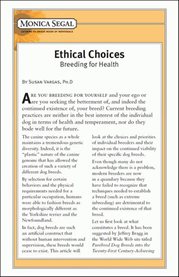 Ethical choices. Breeding For Health cover image